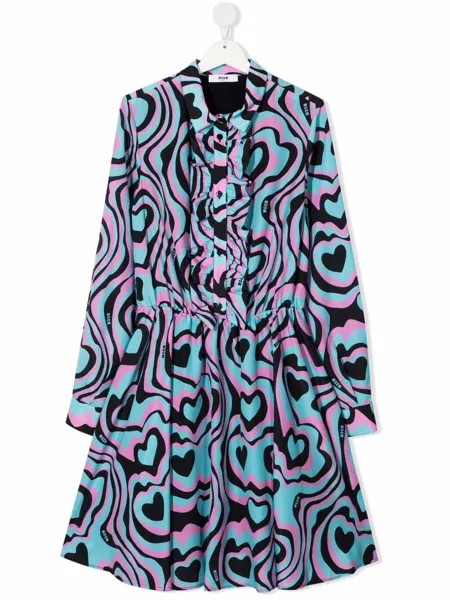 MSGM Kids платье-рубашка с принтом