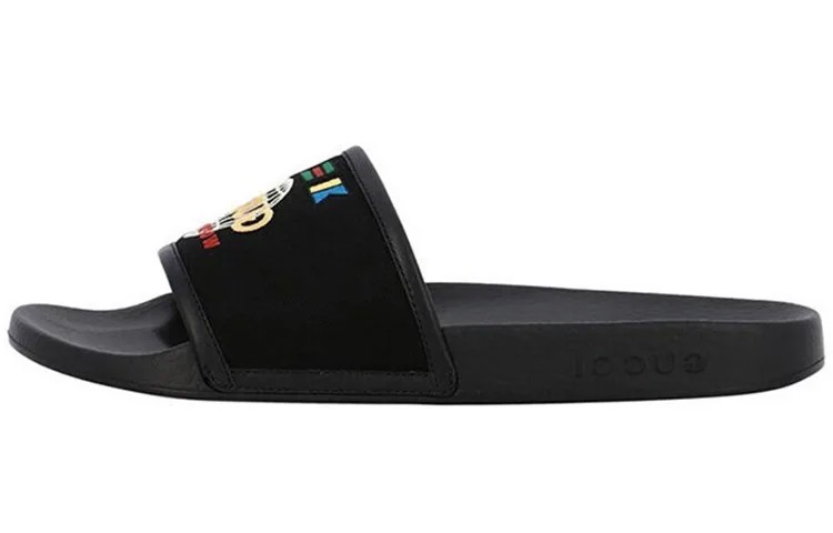 Тапочки GUCCI Slide Worldwide Flag, черные