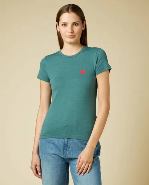 Полосатая футболка с женской нашивкой NICE&CHIC, сине-зеленый