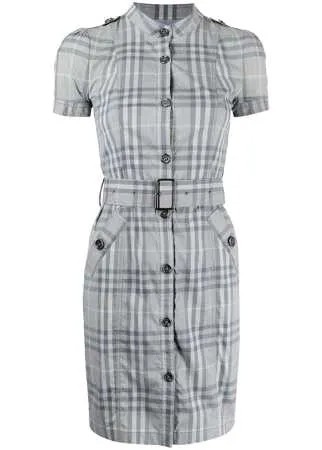 Burberry Pre-Owned клетчатое платье-рубашка с поясом