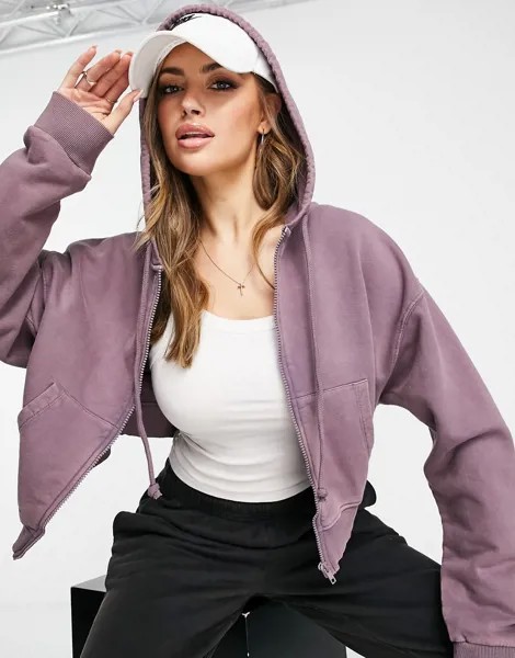 Фиолетовый выбеленный oversized-худи на молнии ASOS DESIGN-Фиолетовый цвет