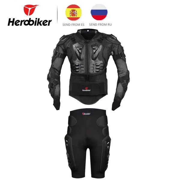 Мотоциклетная защита Herobiker, защитная куртка + снаряжение, короткие брюки, костюмы для езды на мотоцикле, склад в РФ/Испании