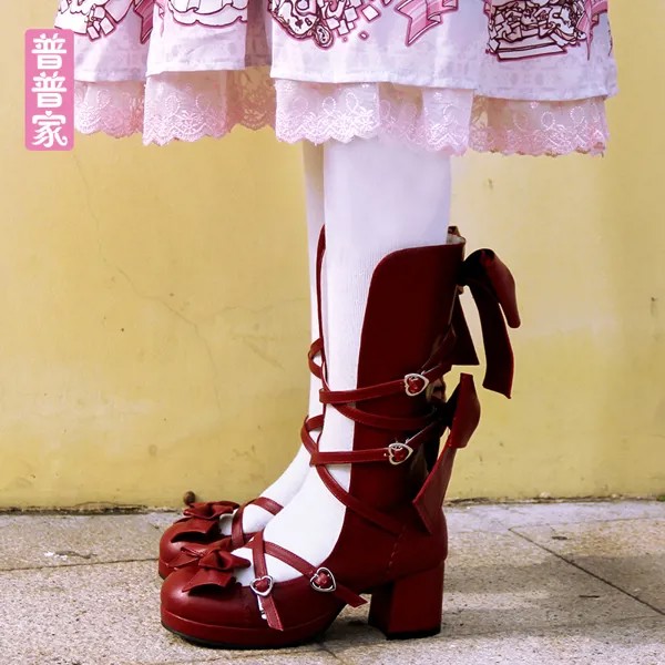 Женские мото ботинки до середины икры в стиле панк Loli, милая японская обувь в стиле аниме Лолита для девушек, женские сексуальные ремешки в с...