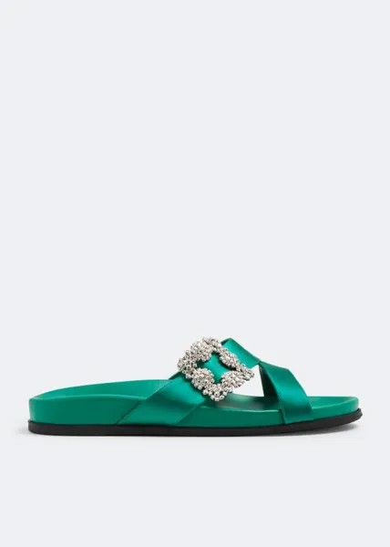 Мюли Manolo Blahnik Chilanghi Flat, зеленый