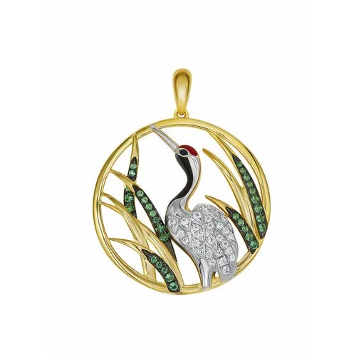Подвеска VALTERA, серебро, 925 проба, эмаль, шпинель синтетическая, фианит