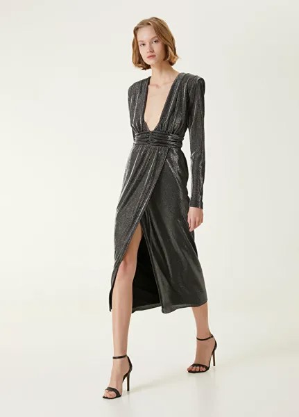 Коктейльное платье миди с драпировкой Beymen Collection, антрацит