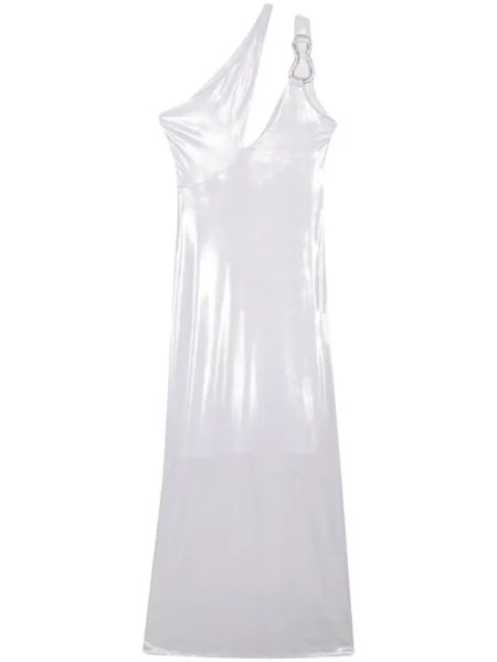 Chiara Ferragni ламинированное платье на одно плечо, серебристый