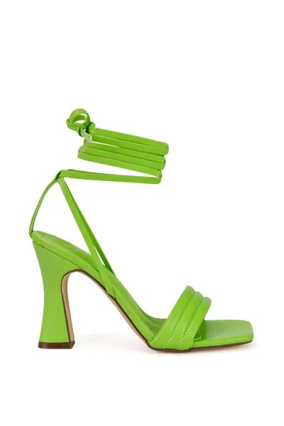 Босоножки Zeta на высоком каблуке среднего размера со шнуровкой и квадратным носком XY London, зеленый