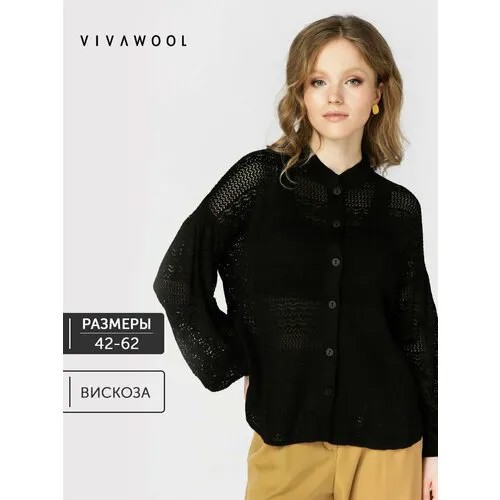 Блуза  VIVAWOOL, размер 48, черный