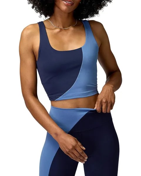 Майка Spiritual Gangster Indie Color-Block Crop Tank, цвет Midnight Navy/Pacific Blue