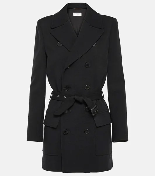 Куртка saharienne из смесовой шерсти Saint Laurent, черный