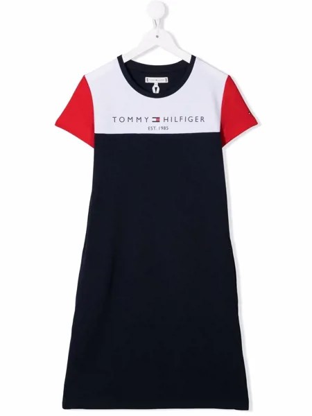Tommy Hilfiger Junior платье-футболка в стиле колор-блок с логотипом