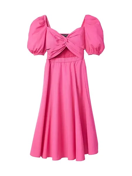 Платье с пышными рукавами и лифом с закрученным лифом Kate Spade New York, цвет dark pink cloud