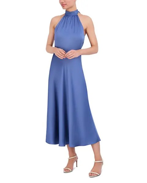 Коктейльное платье с лямкой на шее BCBGMAXAZRIA, цвет Blue