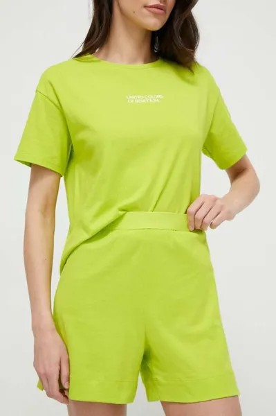 Хлопковые шорты для отдыха United Colors of Benetton, зеленый