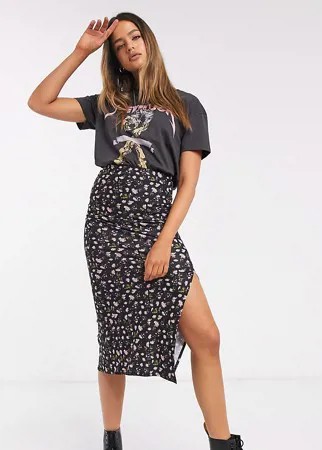 Трикотажная юбка с разрезом и цветочным принтом ASOS DESIGN Tall-Мульти