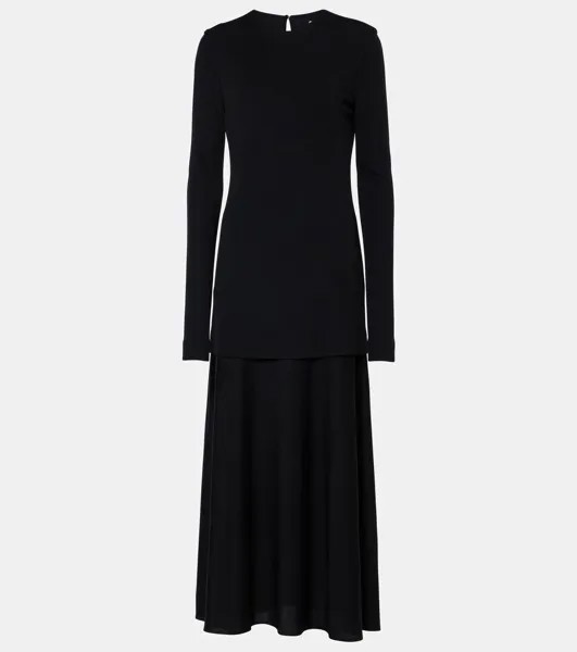 Многослойное макси-платье Jil Sander, черный