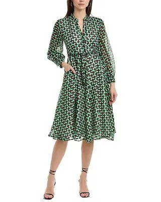 Женское платье миди из смесового шелка Marella Gabbia, зеленое 6