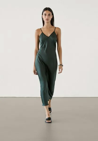 Платье макси STRAPPY Massimo Dutti, темно-зеленый