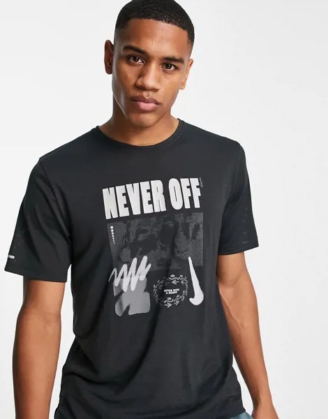 Серая футболка Nike Running Wild Run Graphic-Серый