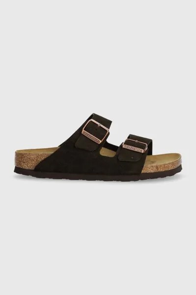 Замшевые тапочки Arizona Birkenstock, коричневый