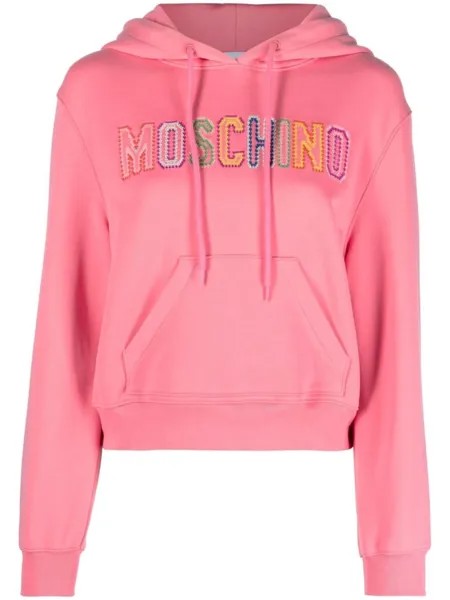 Moschino худи с вышитым логотипом, розовый
