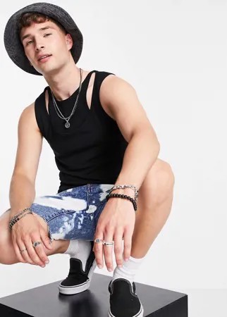 Черная обтягивающая майка из двух слоев ASOS DESIGN-Черный цвет