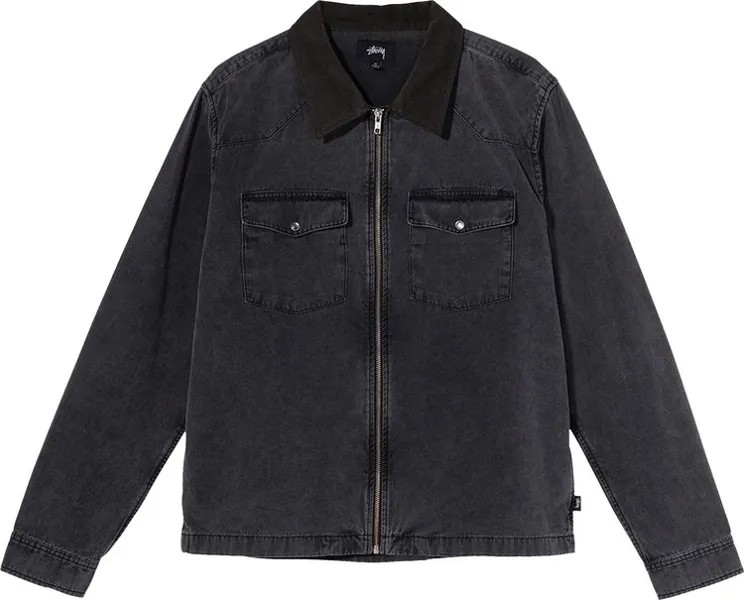 Рубашка Stussy Washed Canvas Work Shirt 'Black', черный