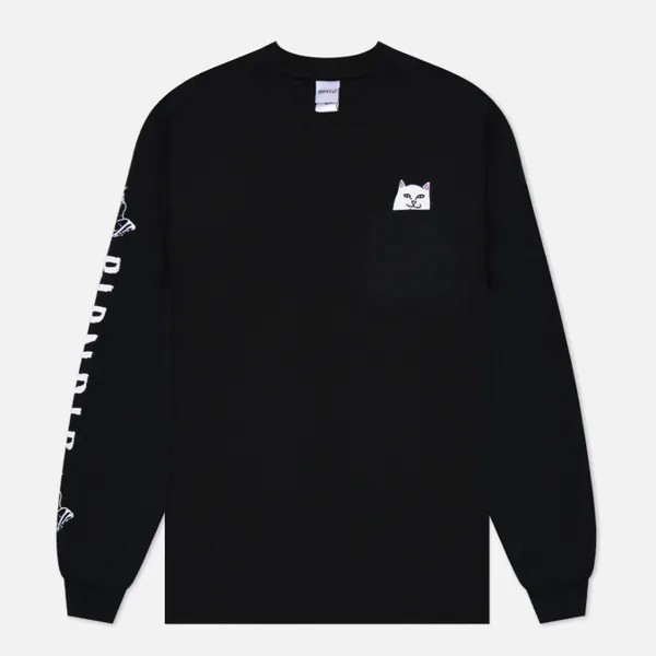 Мужской лонгслив Ripndip Lord Nermal Pocket чёрный, Размер XL