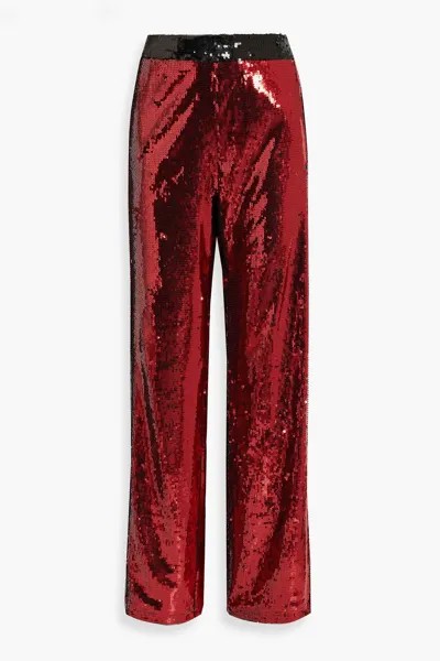Широкие брюки из тюля с декором BALMAIN, красный
