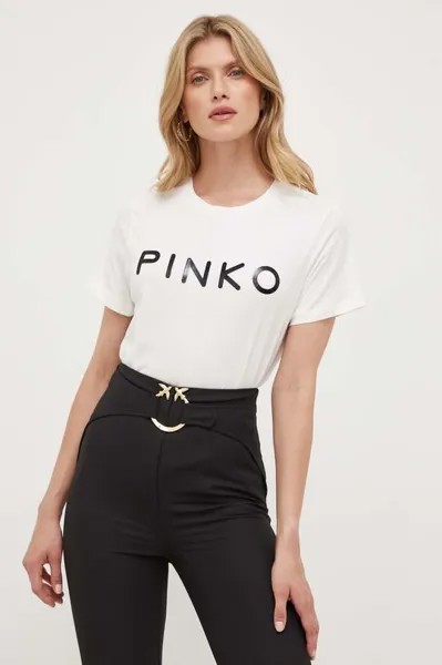 Футболка из хлопка Pinko, бежевый