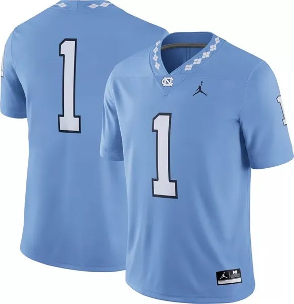 Мужская футбольная майка Jordan North Carolina Tar Heels Carolina Blue #1 Dri-FIT Game