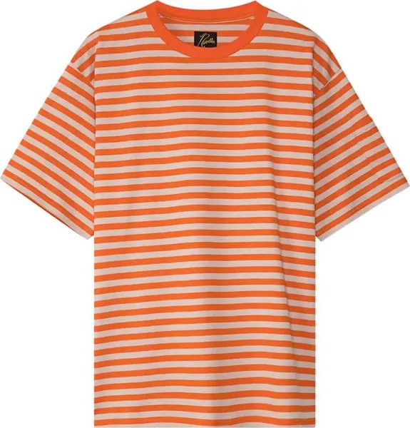Футболка Needles Striped Tee 'Orange/Beige', оранжевый