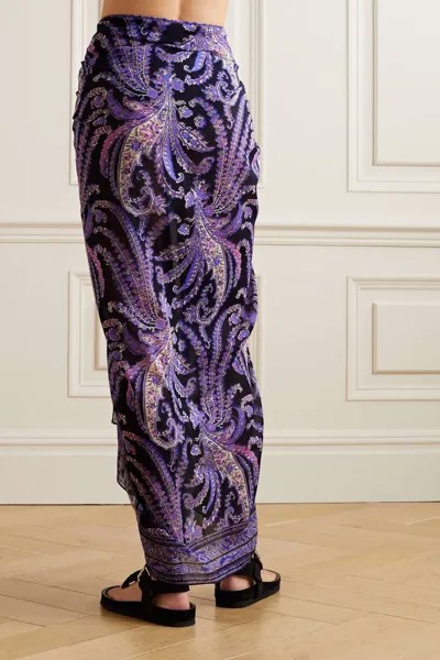 ISABEL MARANT Парео Shaina с принтом пейсли из хлопка и шелка, фиолетовый