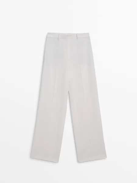Прямые креповые брюки Massimo Dutti, бежевый
