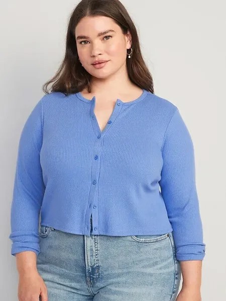 Укороченная футболка рельефной вязки на пуговицах Old Navy, размер 2X