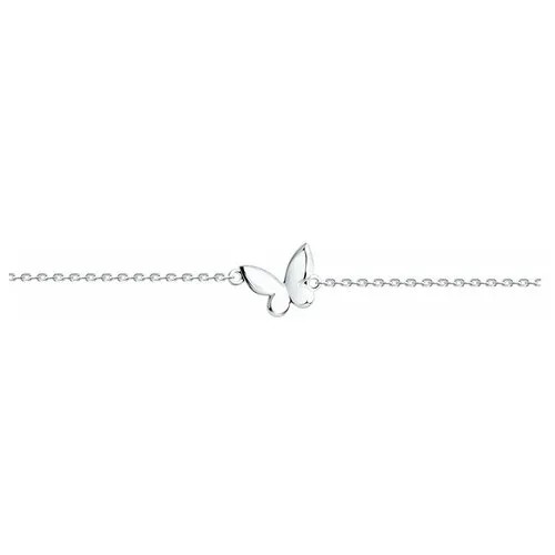 Браслет-цепочка Diamant, серебро, 925 проба, родирование, длина 18 см.