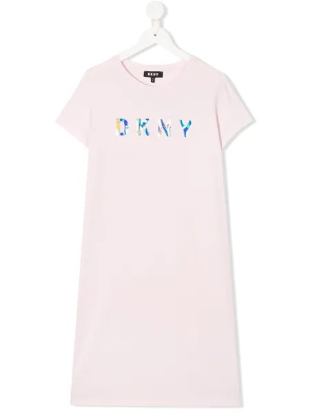 Dkny Kids платье-футболка с голографическим логотипом