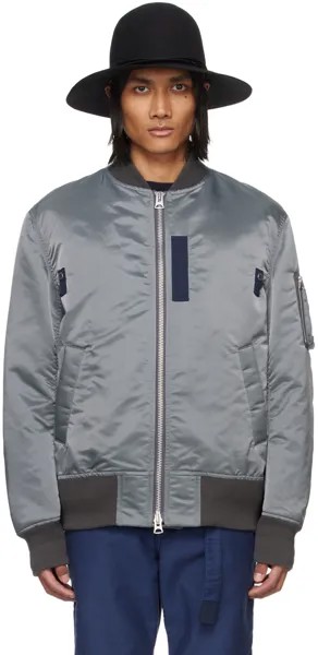 Серый дутый бомбер Sacai