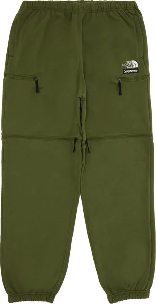 Спортивные брюки Supreme x The North Face Convertible Sweatpant 'Olive', зеленый