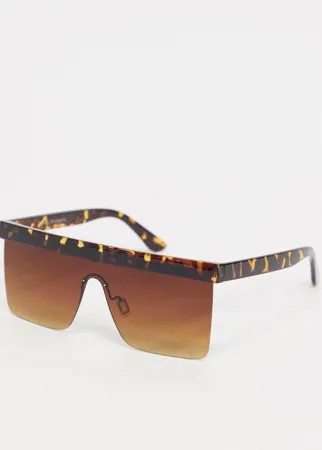 Черепаховые солнцезащитные очки в квадратной ретро-оправе Bershka-Коричневый