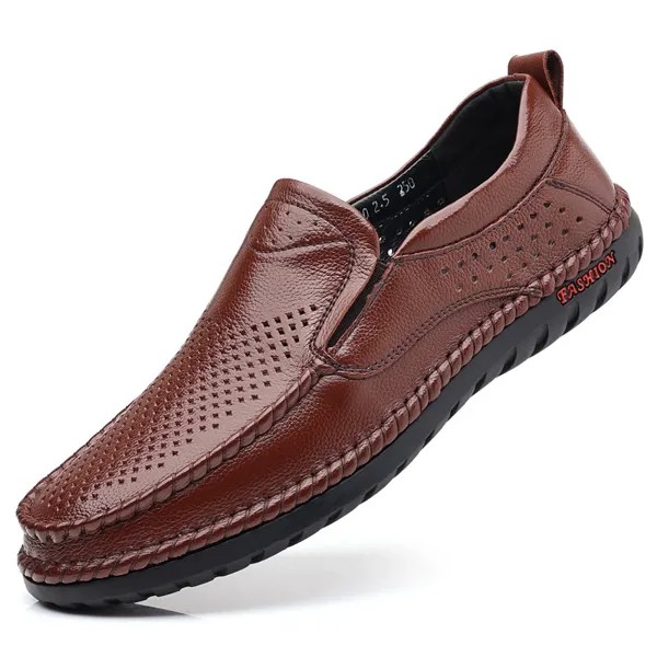 Мужские деловые сандалии из натуральной кожи, коричневые повседневные сандалии, мягкая обувь для прогулок, уличные лоферы, новинка 2022