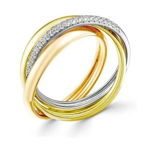 Кольцо PRESTIGE, комбинированное золото, 585 проба, бриллиант, размер 16
