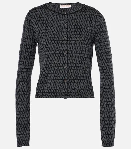 Кардиган Toile Iconographe из натуральной шерсти Valentino, цвет grigio mel. scuro/nero