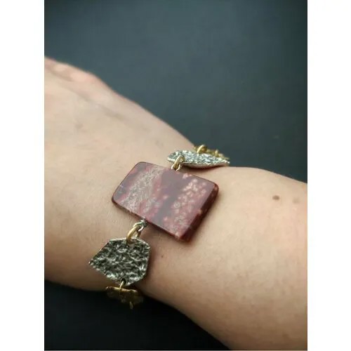 Женский браслет на руку цепочка из натуральных камней яшма
