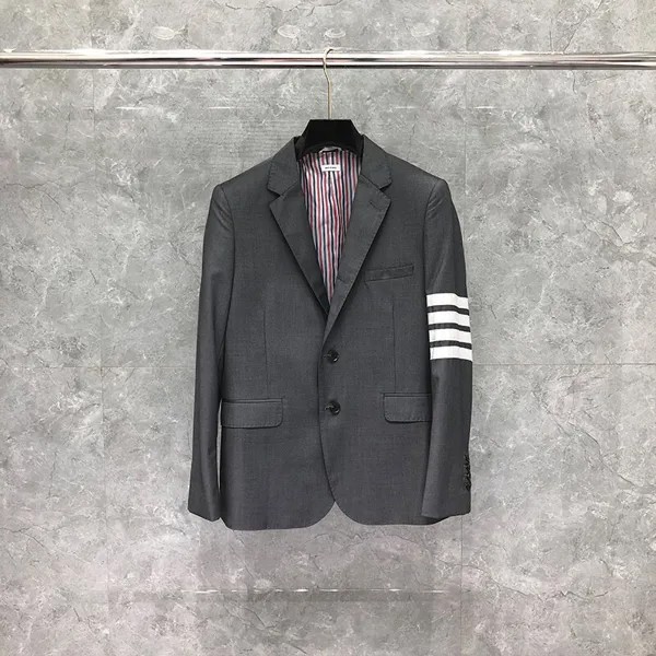 Мужской костюм TB THOM, весенне-осенний мужской пиджак, модный брендовый Блейзер, Белый Трикотажный пиджак 4-bar, индивидуальная оптовая продажа, Официальный серый костюм TB
