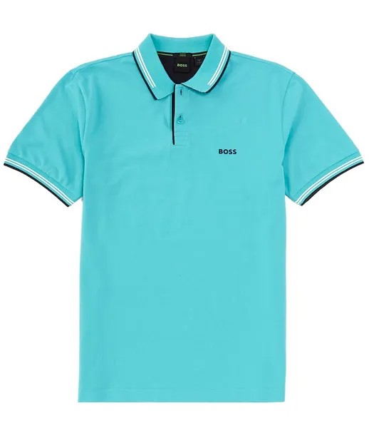 BOSS Slim Fit Paul Эластичная рубашка-поло с короткими рукавами Hugo Boss, зеленый