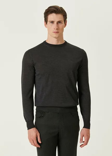 Темно-серый шерстяной свитер Canali