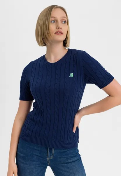 Базовая футболка Cable Crewneck Felix Hardy, цвет dark blue