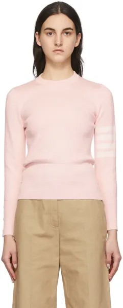 Розовый - Классический свитер с узором миланской стежкой и четырьмя перекладинами Thom Browne
